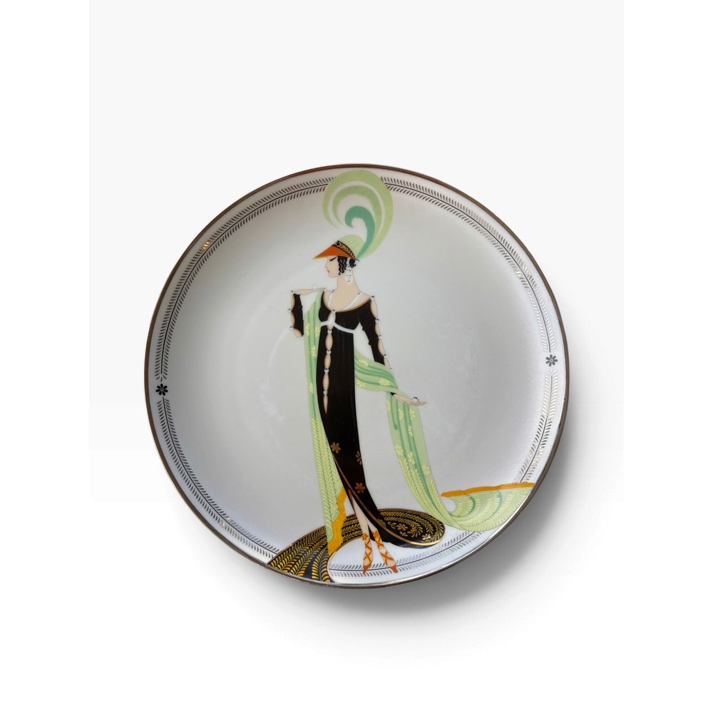 Franklin Mint House of Erte Collector Plate 8" White Directoire Art Deco Lady